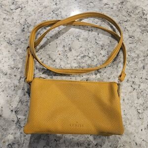KEDZIE Eclipse Convertible Purse Wallet Crossbody Bag Vegan Leather Yellow